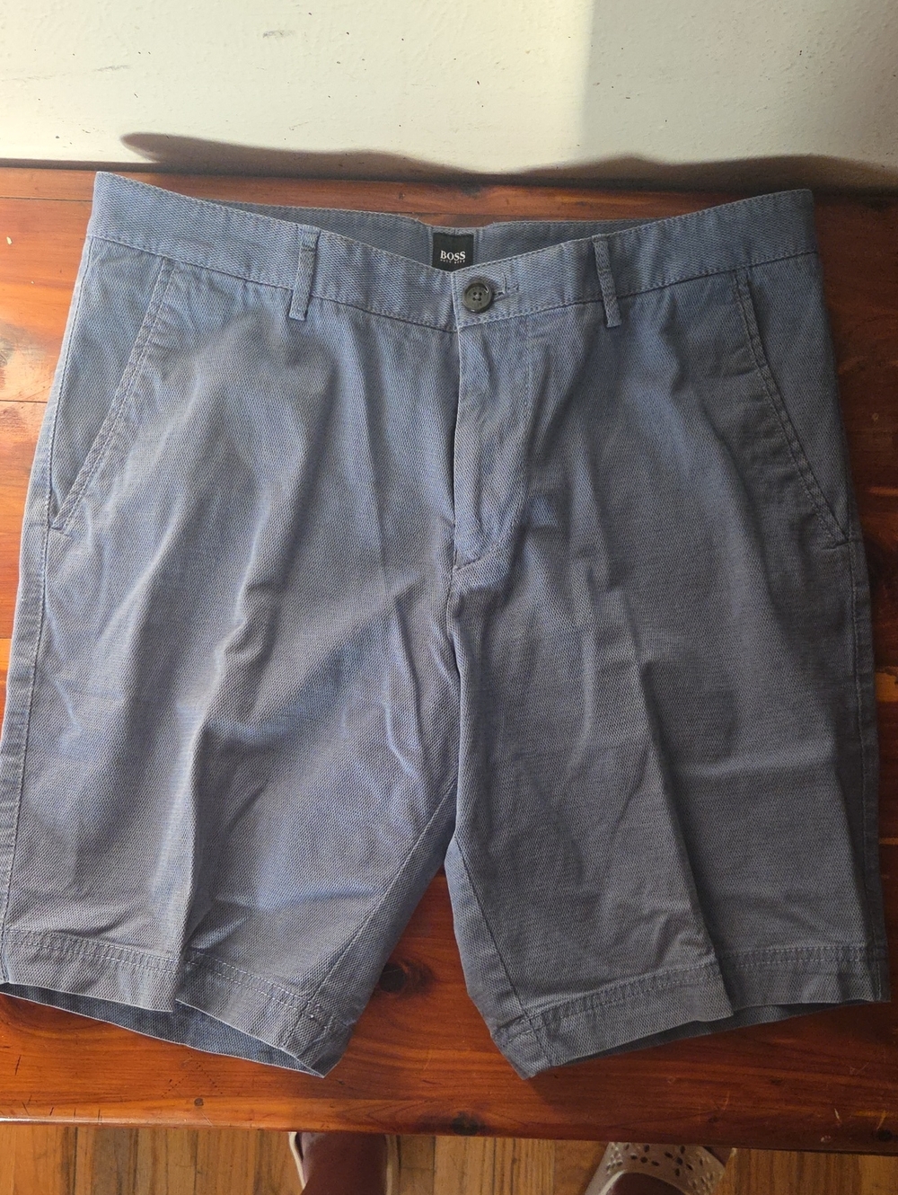 Boss Men's Slate Blue Flat-Front Chino Shorts